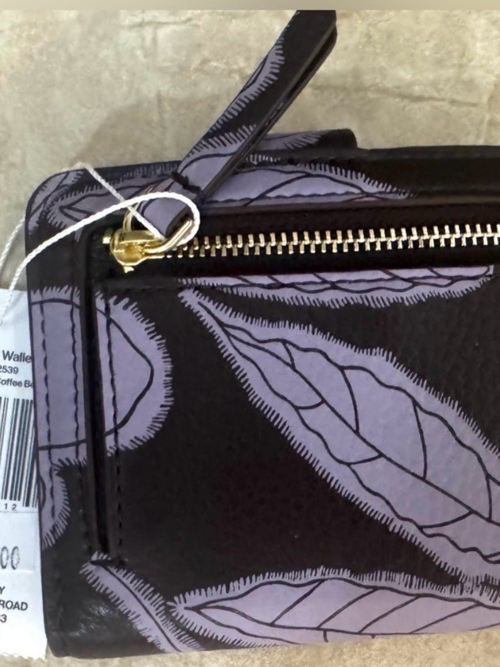 Vera Bradley Small Tab Wallet Appliqué Floral Coffee Bean in Leather - Picture 8 of 11